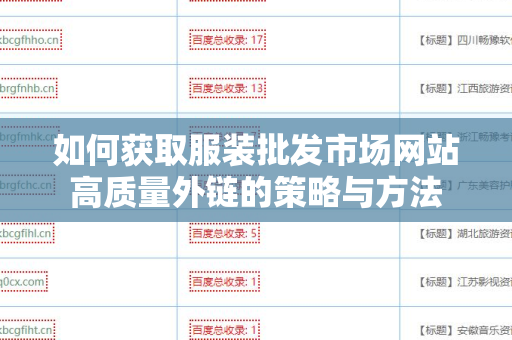 如何获取服装批发市场网站高质量外链的策略与方法