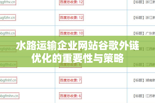 水路运输企业网站谷歌外链优化的重要性与策略
