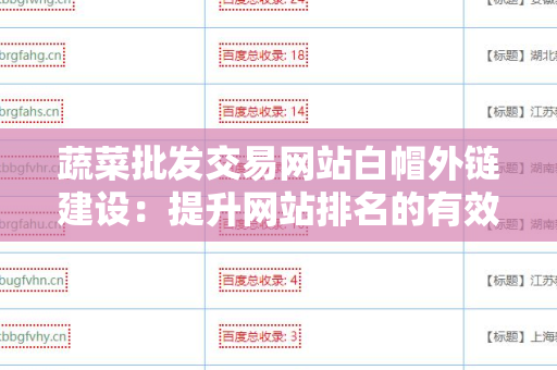 蔬菜批发交易网站白帽外链建设：提升网站排名的有效策略