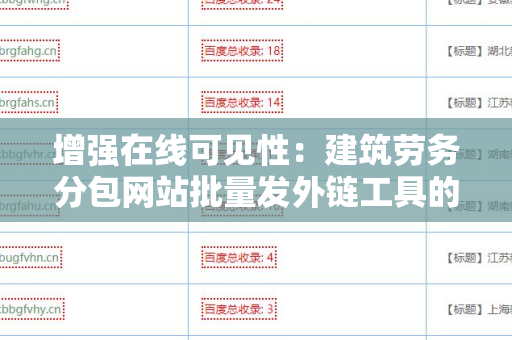 增强在线可见性：建筑劳务分包网站批量发外链工具的应用