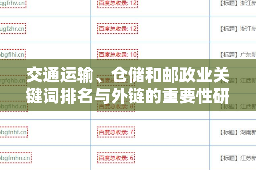 交通运输、仓储和邮政业关键词排名与外链的重要性研究