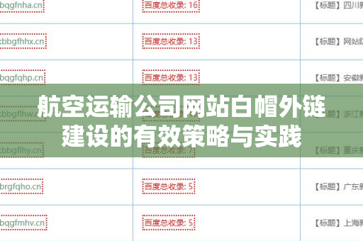 航空运输公司网站白帽外链建设的有效策略与实践