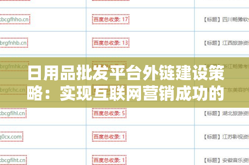 日用品批发平台外链建设策略：实现互联网营销成功的关键