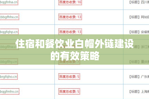 住宿和餐饮业白帽外链建设的有效策略