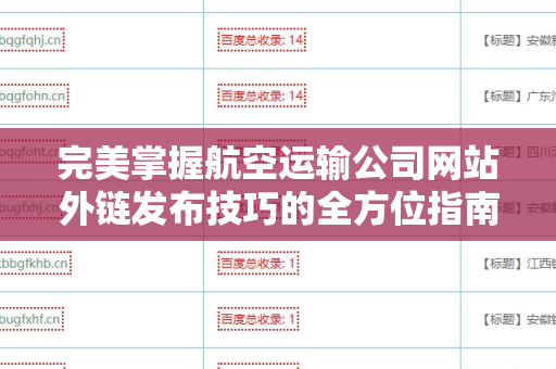 完美掌握航空运输公司网站外链发布技巧的全方位指南