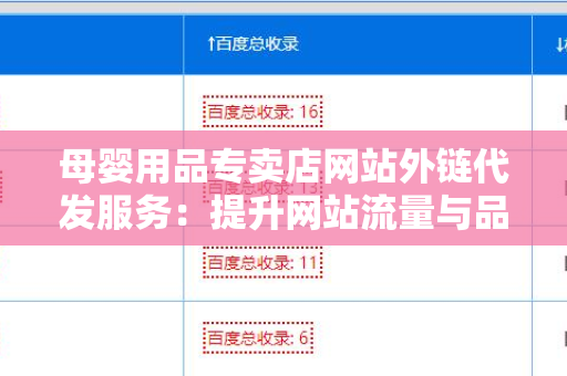 母婴用品专卖店网站外链代发服务：提升网站流量与品牌曝光