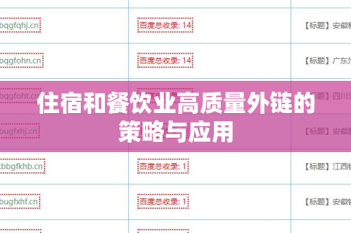 住宿和餐饮业高质量外链的策略与应用