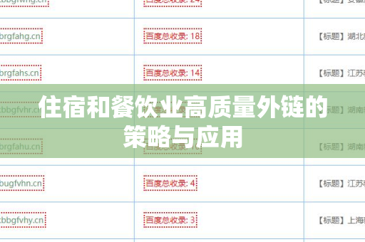 住宿和餐饮业高质量外链的策略与应用