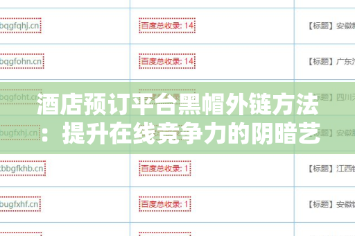 酒店预订平台黑帽外链方法：提升在线竞争力的阴暗艺术