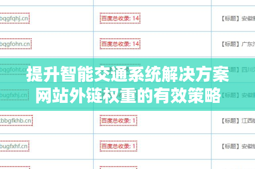 提升智能交通系统解决方案网站外链权重的有效策略