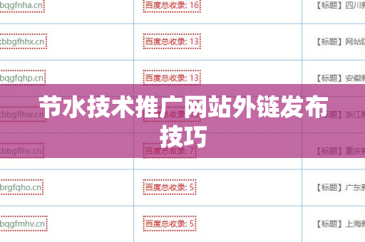 节水技术推广网站外链发布技巧
