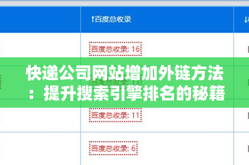 快递公司网站增加外链方法：提升搜索引擎排名的秘籍