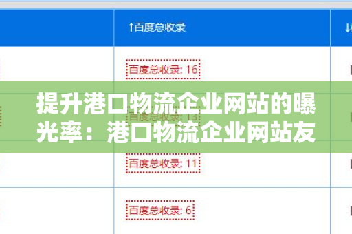 提升港口物流企业网站的曝光率：港口物流企业网站友情链接交换平台