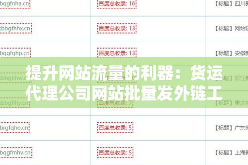提升网站流量的利器：货运代理公司网站批量发外链工具