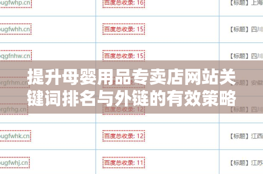 提升母婴用品专卖店网站关键词排名与外链的有效策略