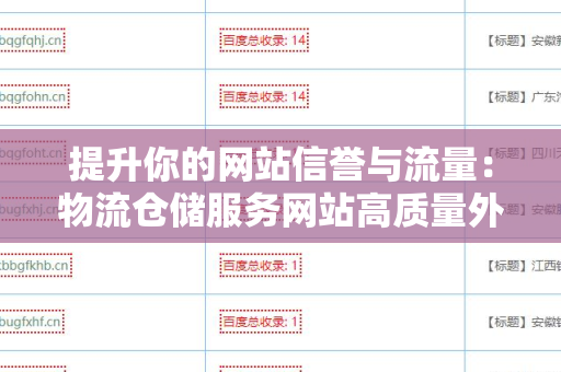 提升你的网站信誉与流量：物流仓储服务网站高质量外链的策略