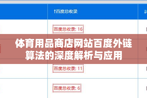 体育用品商店网站百度外链算法的深度解析与应用