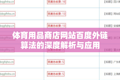 体育用品商店网站百度外链算法的深度解析与应用