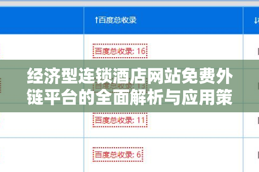 经济型连锁酒店网站免费外链平台的全面解析与应用策略
