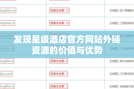 发现星级酒店官方网站外链资源的价值与优势
