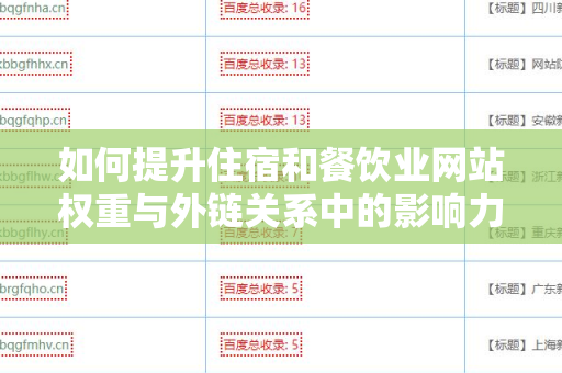 如何提升住宿和餐饮业网站权重与外链关系中的影响力？