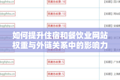 如何提升住宿和餐饮业网站权重与外链关系中的影响力？