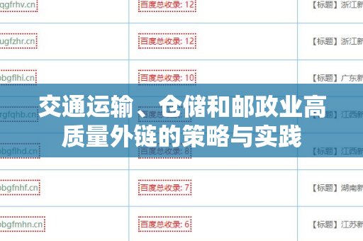 交通运输、仓储和邮政业高质量外链的策略与实践