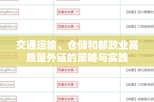 交通运输、仓储和邮政业高质量外链的策略与实践