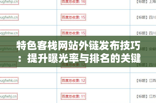 特色客栈网站外链发布技巧：提升曝光率与排名的关键