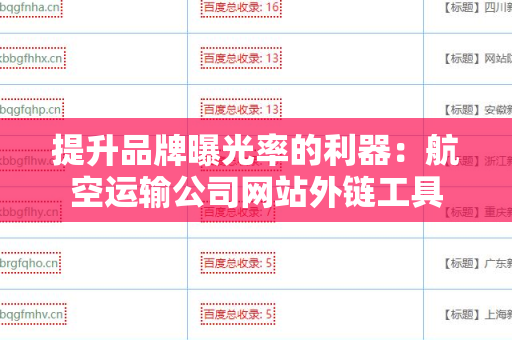 提升品牌曝光率的利器：航空运输公司网站外链工具