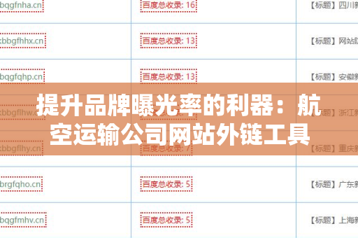 提升品牌曝光率的利器：航空运输公司网站外链工具