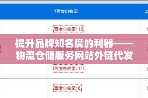 提升品牌知名度的利器——物流仓储服务网站外链代发服务