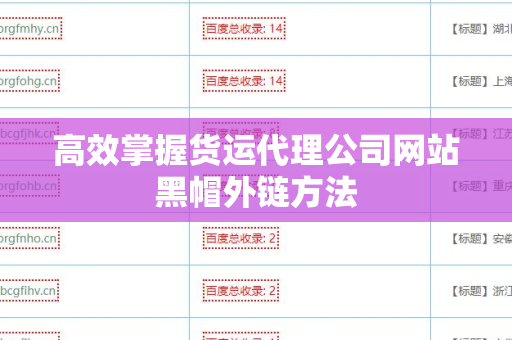 高效掌握货运代理公司网站黑帽外链方法