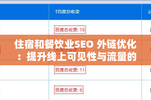 住宿和餐饮业SEO 外链优化：提升线上可见性与流量的关键策略