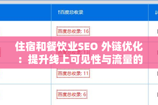 住宿和餐饮业SEO 外链优化：提升线上可见性与流量的关键策略