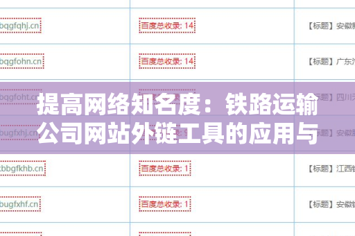 提高网络知名度：铁路运输公司网站外链工具的应用与策略