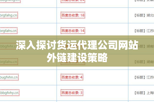深入探讨货运代理公司网站外链建设策略