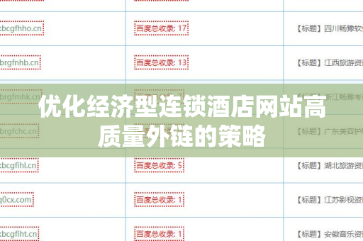 优化经济型连锁酒店网站高质量外链的策略