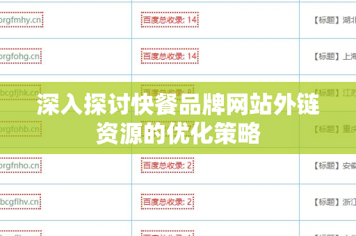 深入探讨快餐品牌网站外链资源的优化策略