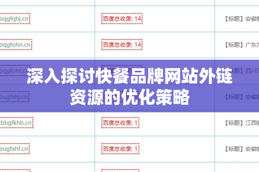 深入探讨快餐品牌网站外链资源的优化策略