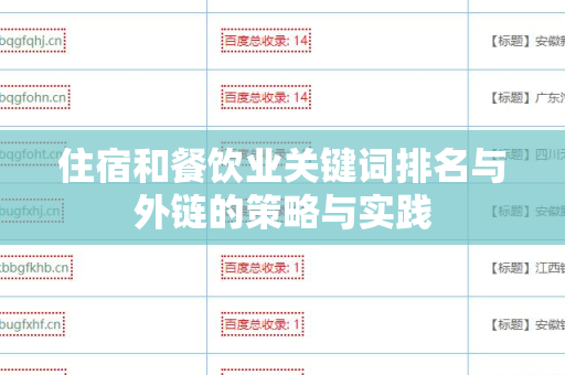 住宿和餐饮业关键词排名与外链的策略与实践