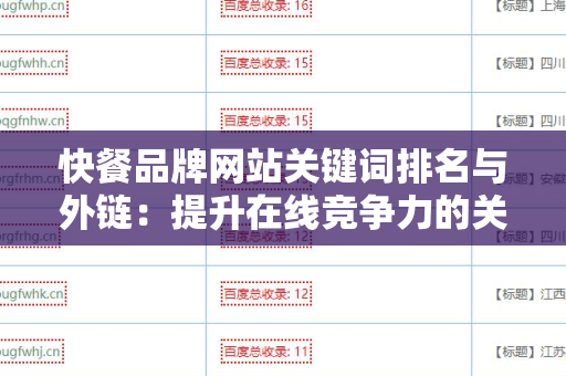 快餐品牌网站关键词排名与外链：提升在线竞争力的关键
