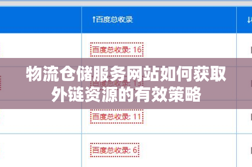 物流仓储服务网站如何获取外链资源的有效策略