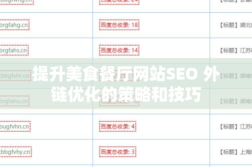 提升美食餐厅网站SEO 外链优化的策略和技巧