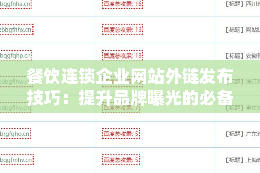 餐饮连锁企业网站外链发布技巧：提升品牌曝光的必备策略