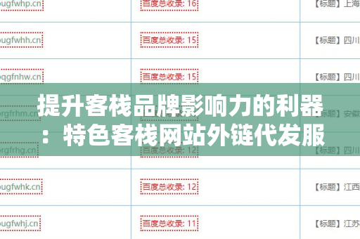提升客栈品牌影响力的利器：特色客栈网站外链代发服务