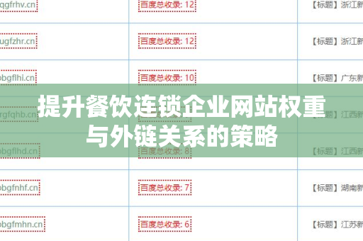 提升餐饮连锁企业网站权重与外链关系的策略