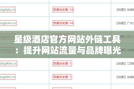 星级酒店官方网站外链工具：提升网站流量与品牌曝光的秘密武器