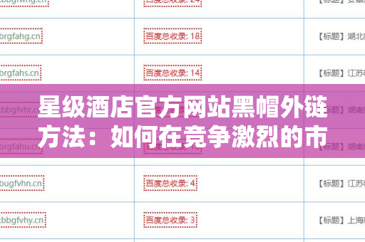 星级酒店官方网站黑帽外链方法：如何在竞争激烈的市场中脱颖而出？