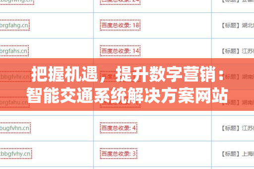 把握机遇，提升数字营销：智能交通系统解决方案网站批量发外链工具